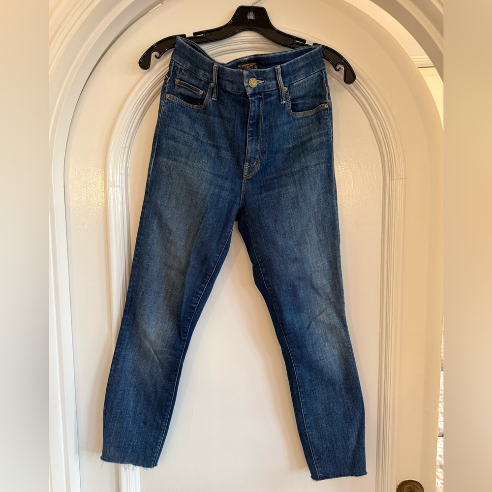 Mother High Waisted Looker Ankle Fray Jeans